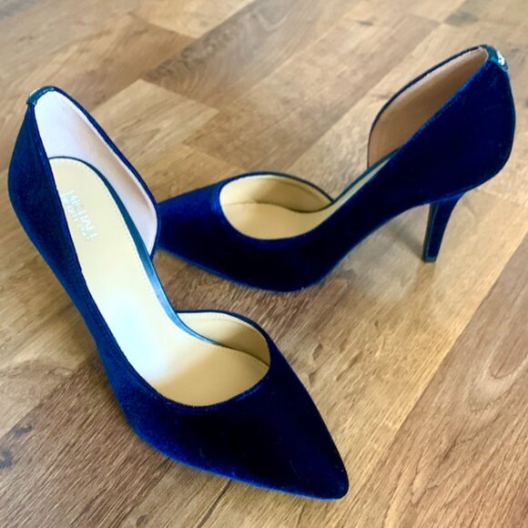 🆕 MK Blue Velvet D'Orsay Heels - Picture 1 of 14